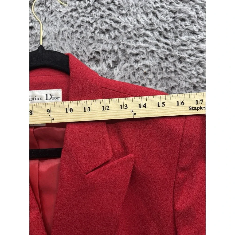 Vintage Christian Dior Red Double Breasted Blazer‎ Jacket Gold Logo Buttons